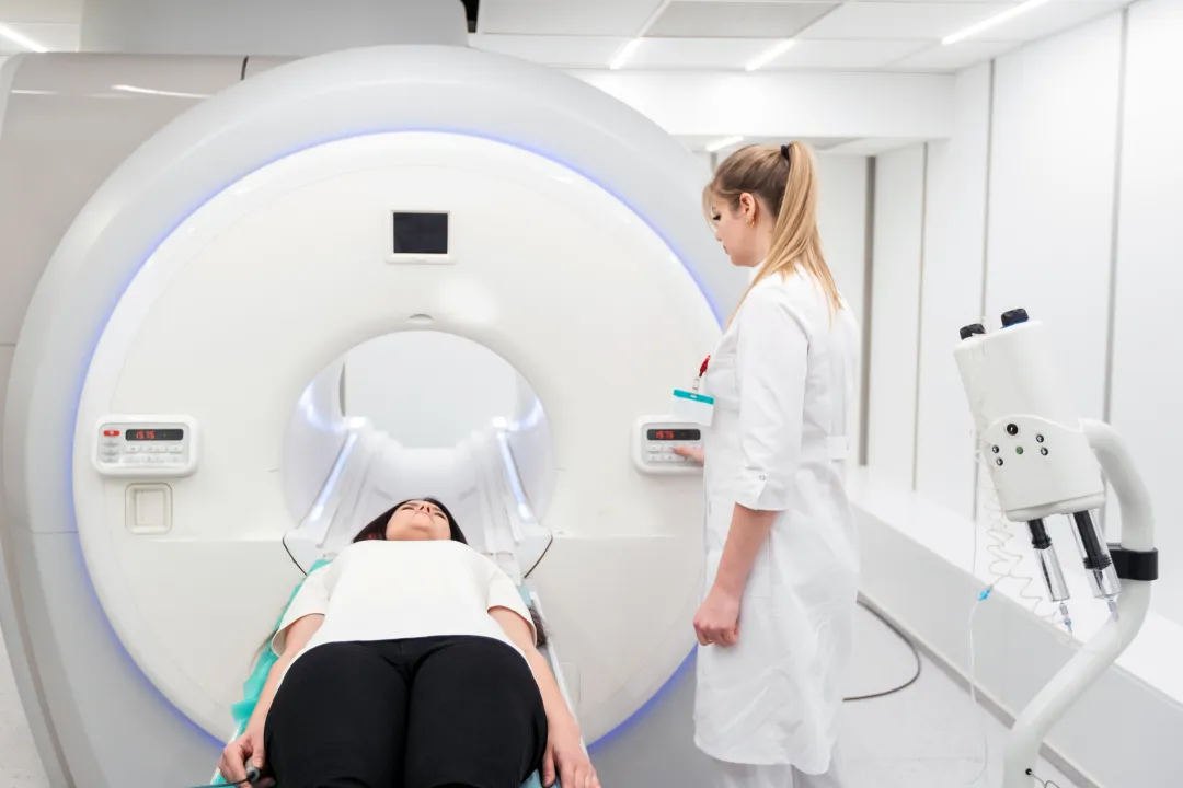 Illustration of precision radiotherapy planning for a brain tumor